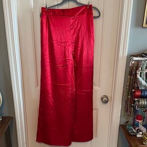 Adrienne Bold Red Satin Trousers